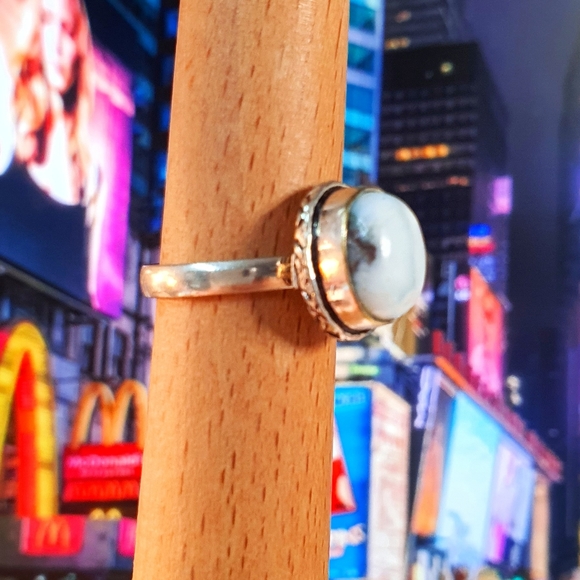 Larimar Gemstone Sterling Silver Plated Ring Size 6 - Picture 4 of 9